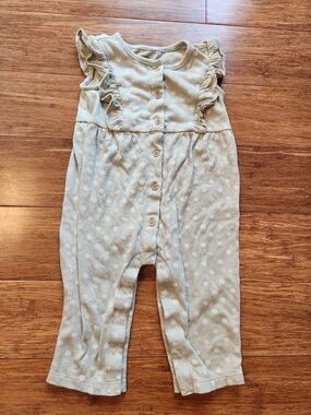 Carters Baby Girl Jumpsuit Flutter Sleeve Button Sage Green, 12 Months